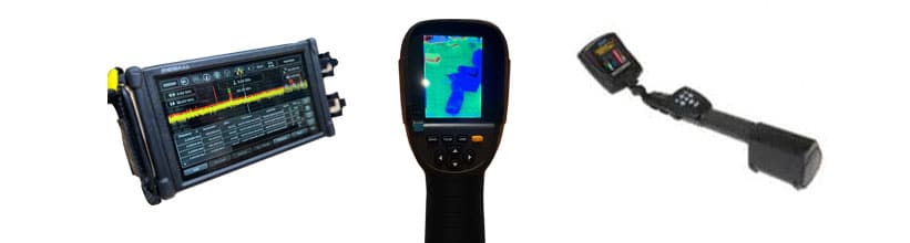 TSCM field equipment includes but is not limited to: RF Scanners, Non-Linear Junction Detectors (NLJD), and Thermal Imaging Cameras.